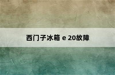 西门子冰箱 e 20故障